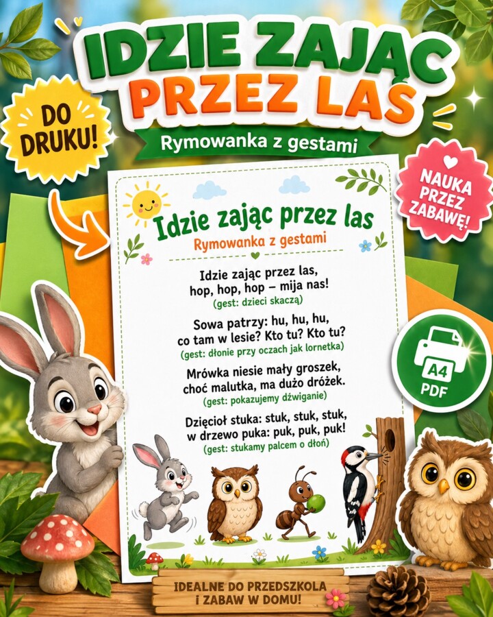 Rymowanka: idzie zając przez las