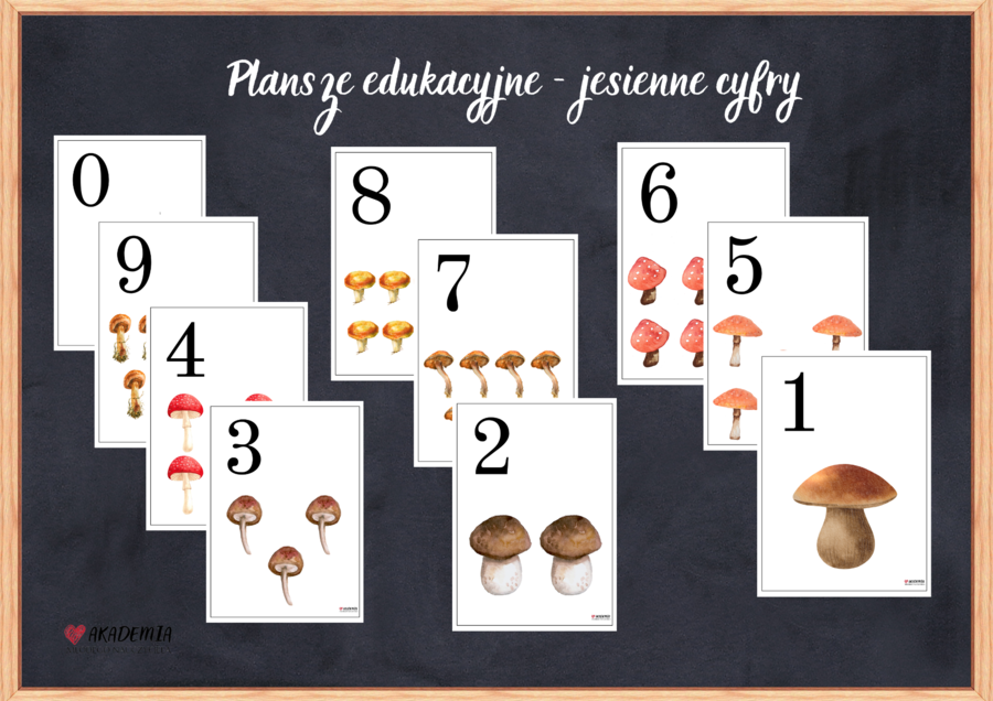 Jesień - cyferki liczby grzybki