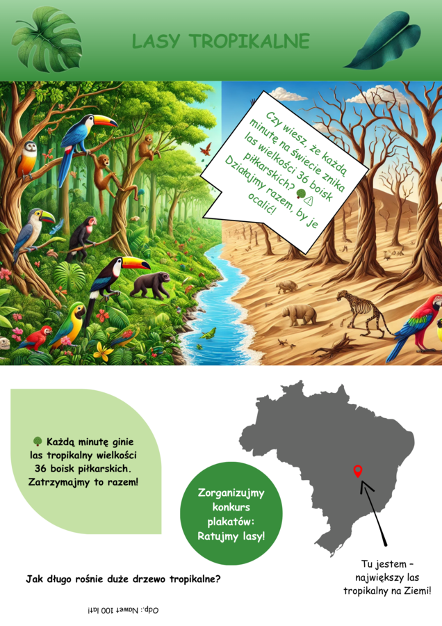 Plakaty o ochronie zagrożonych gatunków zwierząt i roślin.