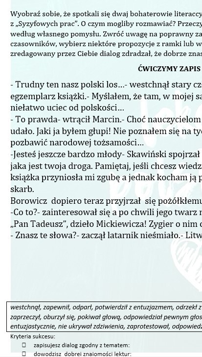 ĆWICZYMY ZAPIS DIALOGU ZADANIE DLA UCZNIÓW KLAS 7-8