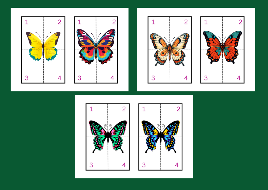 DZIEŃ MOTYLA – puzzle – układanka- układanki – WIOSNA - biblioteka – świetlica – przedszkole – 12 wersji