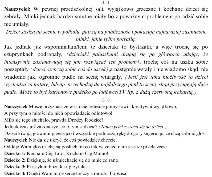 "Prezent!" Scenariusz z okazji Dnia Mamy i Taty dla przedszkoli