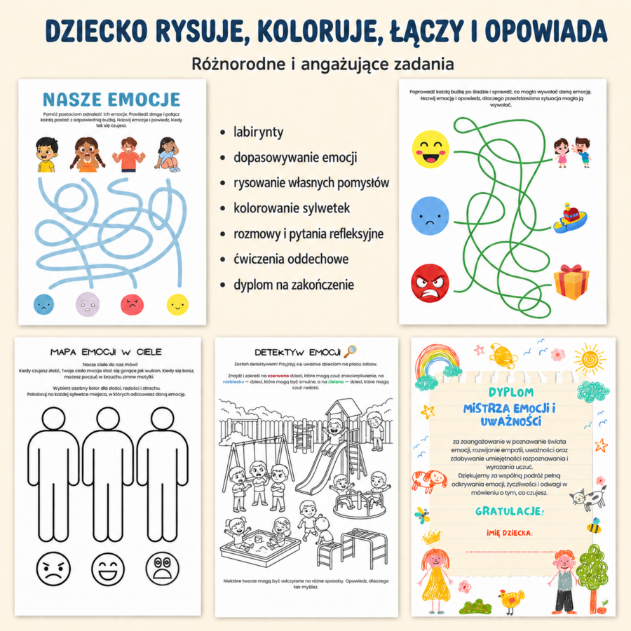 Emocje i uczucia – 48 kart pracy dla dzieci 4–7 lat