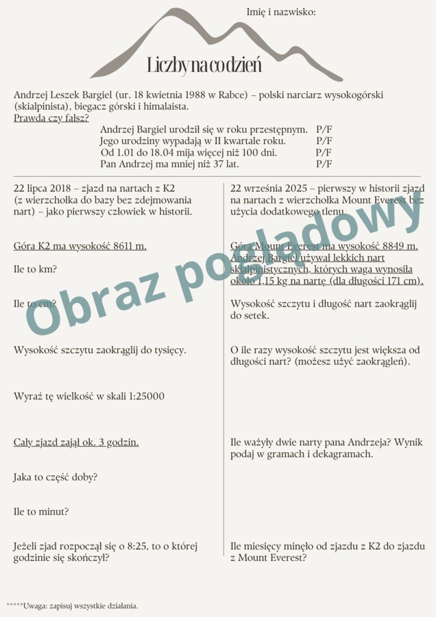 Liczby na co dzień - Andrzej Bargiel w tle