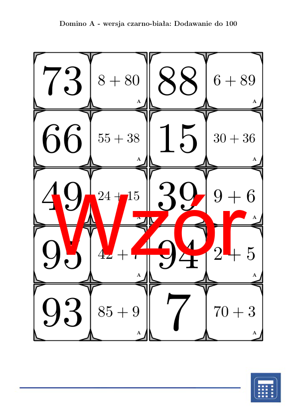 Domino - Dodawanie do 100 | matematyka