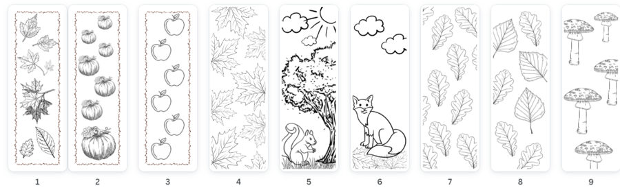 Jesienne zakładki do książek - 9 wzorów