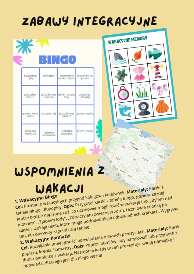 Powrót do szkoły po wakacjach, zabawy integracyjne dla klas 2 i 3