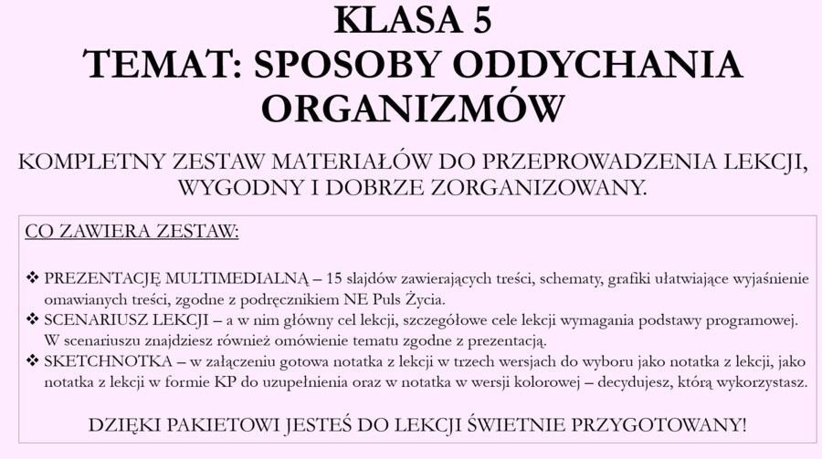 Sposoby oddychania organizmów - pakiet