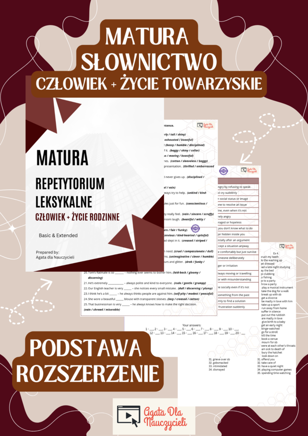 Matura Vocabulary Part 1 – Człowiek + Życie rodzinne