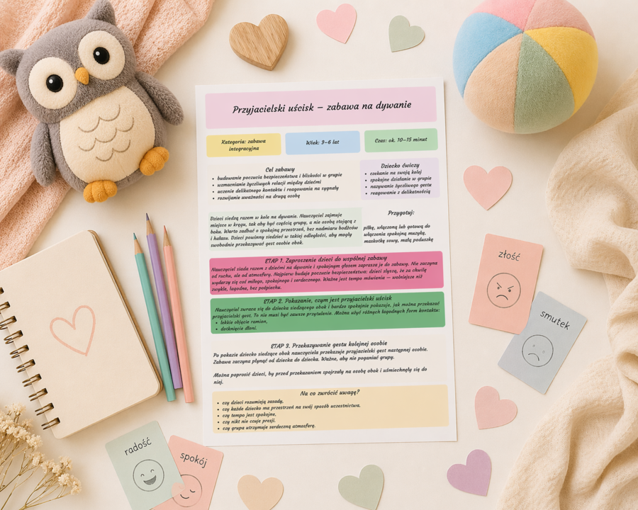 Przyjacielski uścisk – zabawa na dywanie