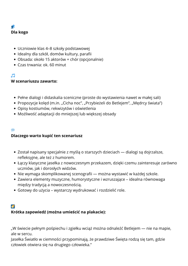 PAKIET 3 SCENARIUSZY NA JASEŁKA 🎄(klasy 4-8)