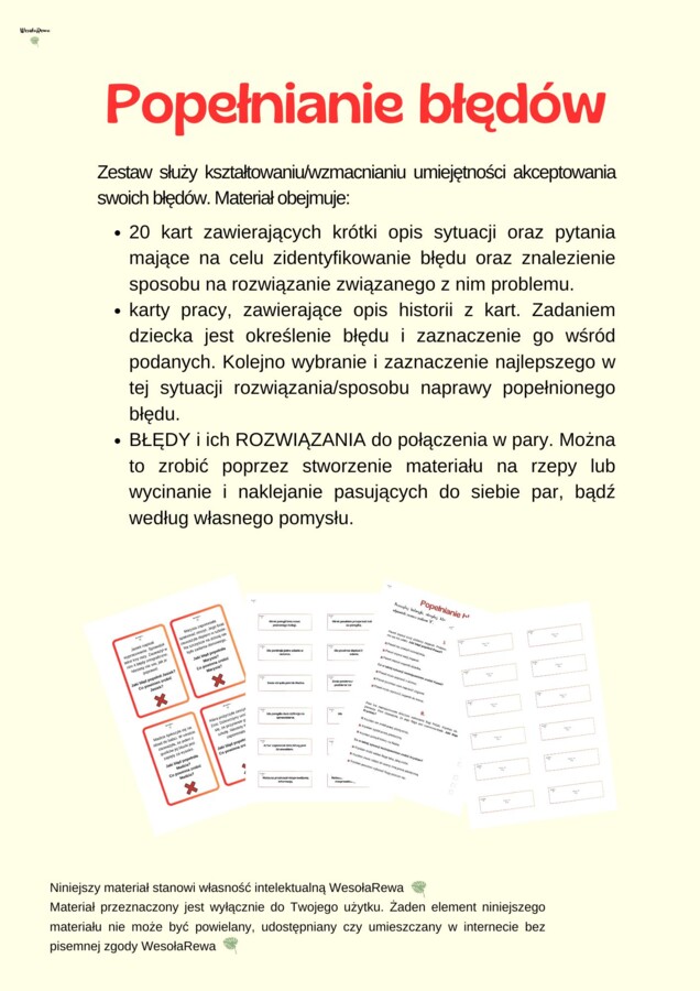 Akceptowanie Swoich Błędów - materiał do pracy