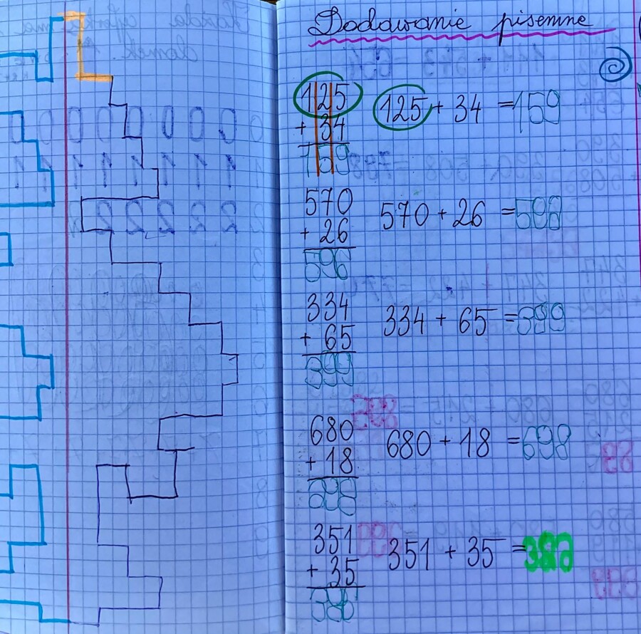 Lekcja 3 - program nauczania „DIY Matematyka w I - III” / zeszyt część 1, dodawanie pisemne bez przenoszenia