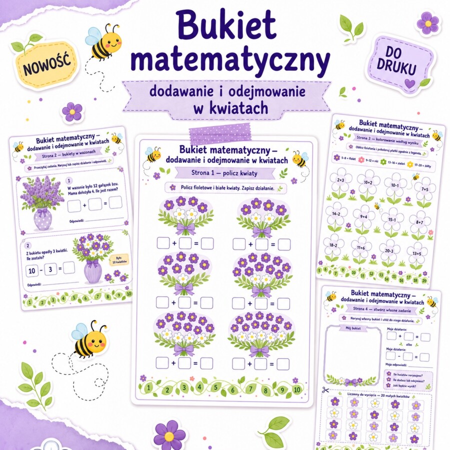 Bukiet matematyczny - dodawanie i odejmowanie