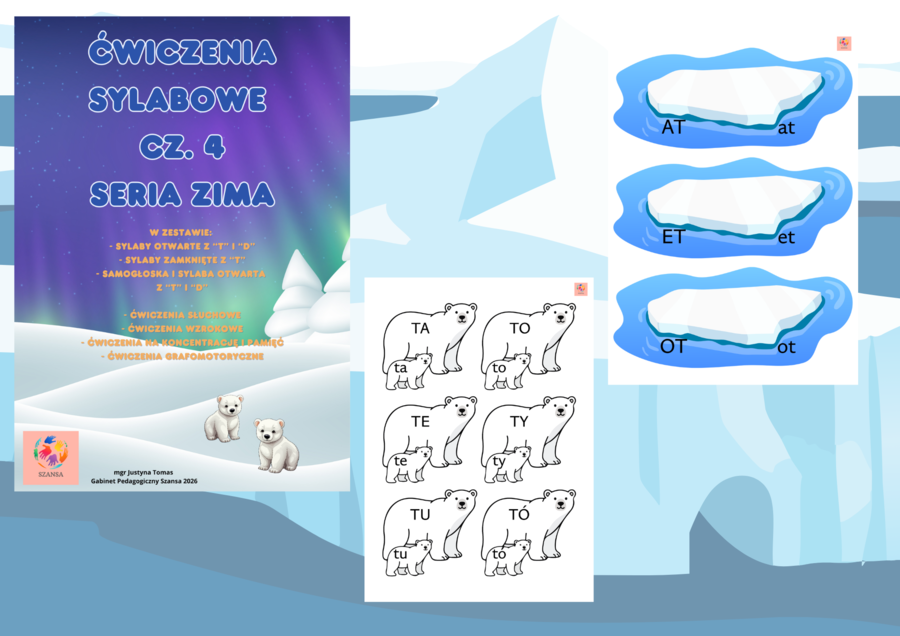 Ćwiczenia sylabowe cz. 4 Seria Zima Niedźwiadki polarne