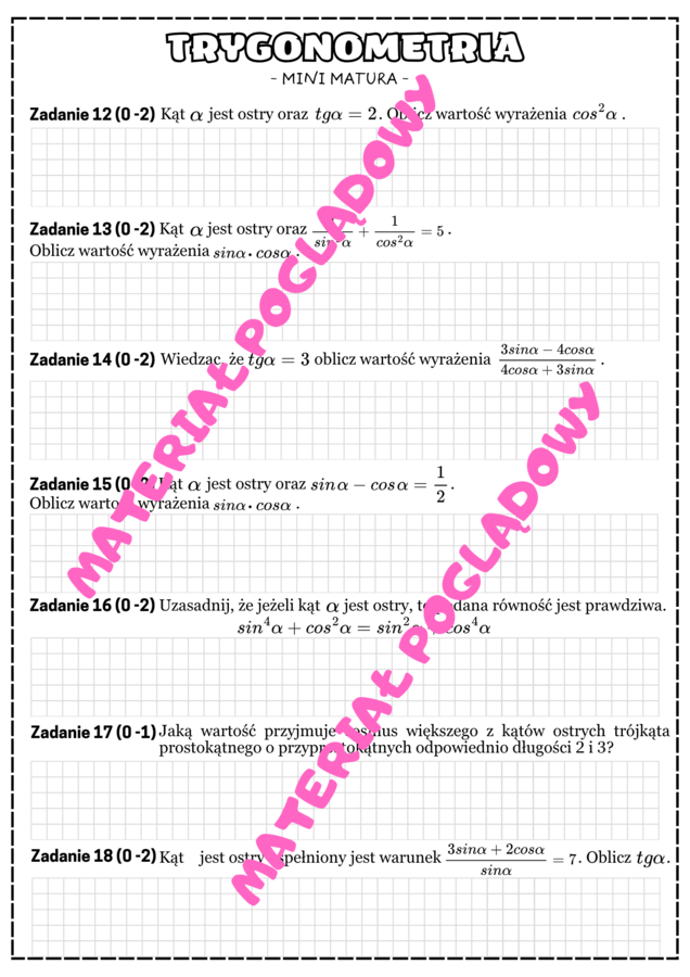 MINI MATURA MATEMATYKA - trygonometria