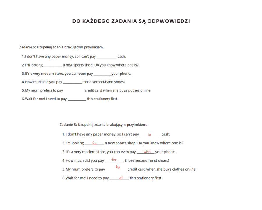 Together 6 Unit 7 Dodatkowe Materiały  Karty Pracy Powtórzenie