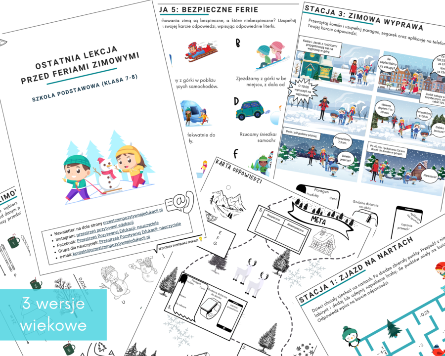 Ostatnia lekcja przed feriami - stacje zadaniowe (klasy 4-8)