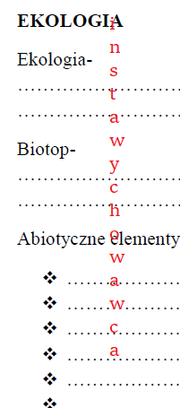 Ekologia - karta pracy