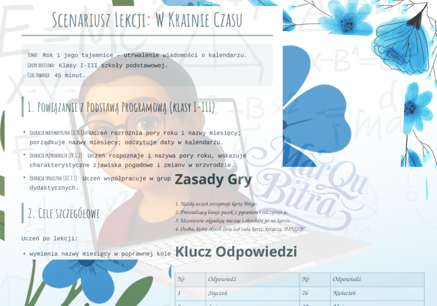 Gra edukacyjna BINGO KALENDARZ: Miesiące, Pory Roku, Kwartały (Zestaw XXL + Scenariusz Lekcji)