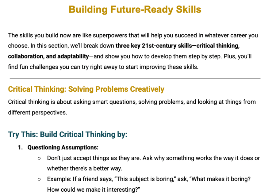 FUTURE TEEN: Career Exploration Mini-Guide. E-book dla nastolatków