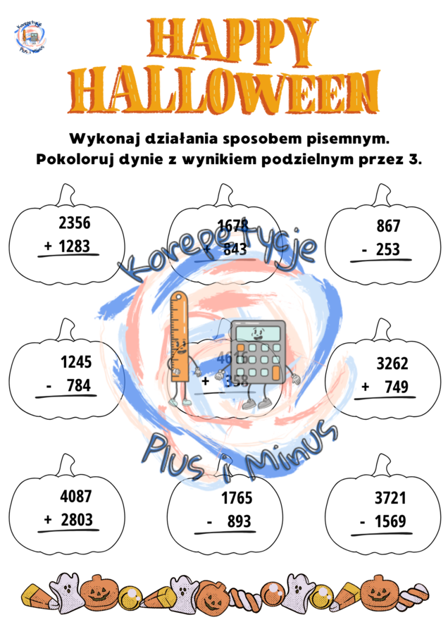 Działania pisemne karty pracy Halloween