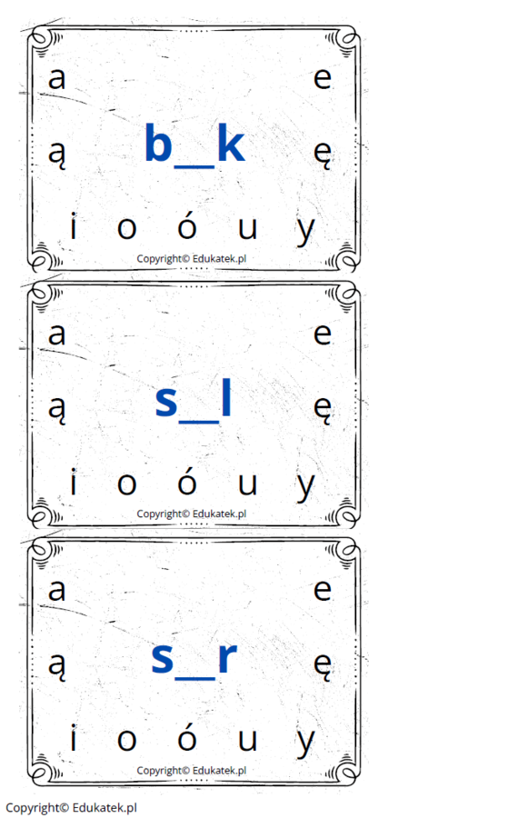 Na tropie samogłosek – utrwalanie czytania