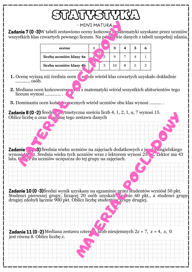 MINI MATURA MATEMATYKA - statystyka