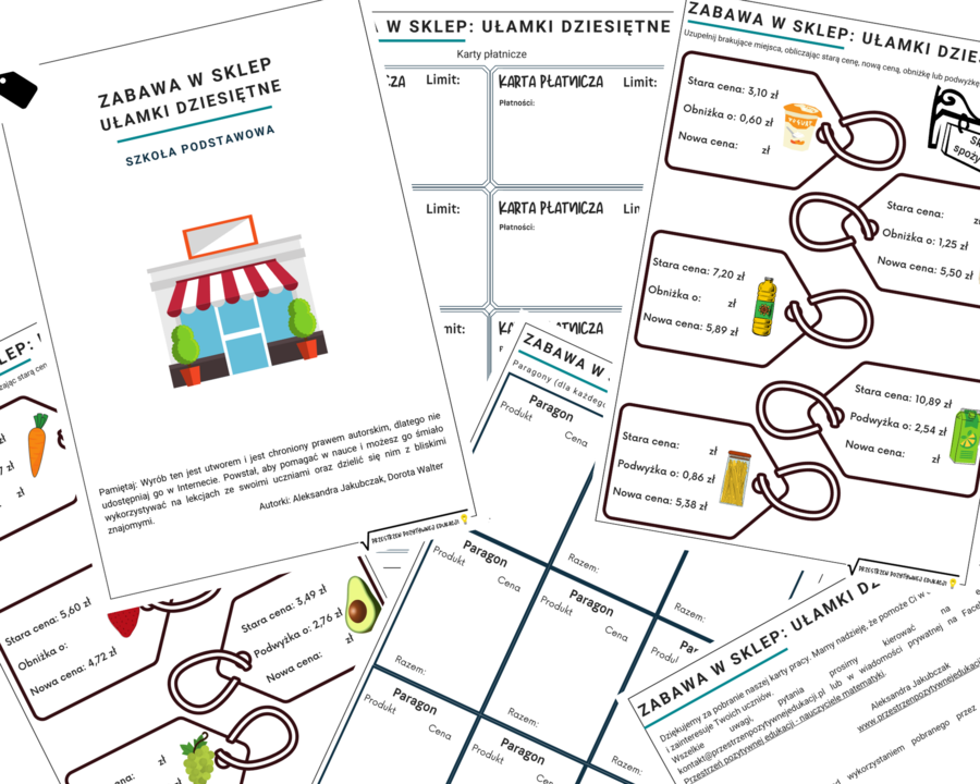 Zabawa w sklep: ułamki dziesiętne