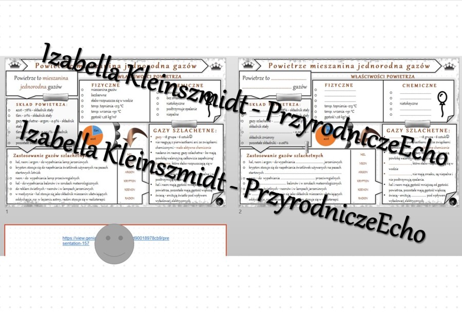 Minizestaw na temat „Powietrze, gazy szlachetne” – sketchnotka + karta pracy w power point + gratisowy link do prezentacji multimedialnej niekomercyjnej wykonanej w genial.ly do indywidualnego pobrania i użycia do celów niekomercyjnych. Chemia 7, „Gazy i