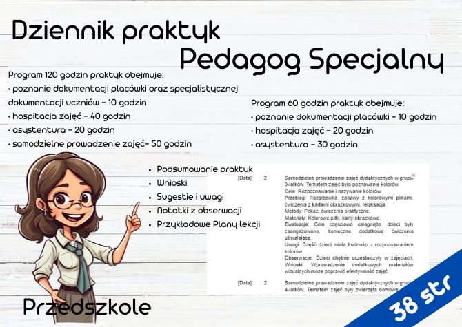 Dziennik praktyk Pedagog Specjalny dla Przedszkola