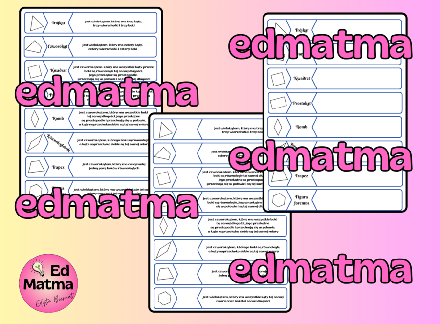 Aktywizująca Geometria: Układanka, Wklejka i Powtórka w jednym! (32 pojęcia)