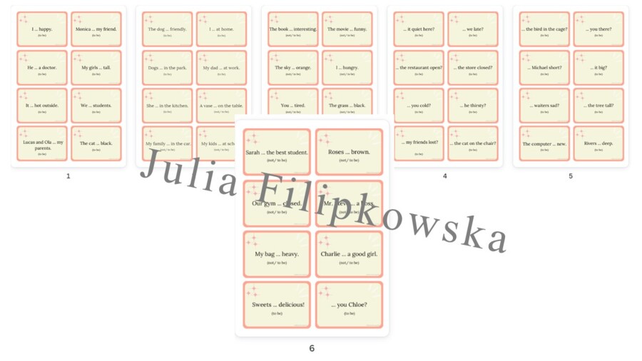 To be/ Karty do mówienia/ Mówienie/ Speaking/ Zestaw/ Pakiet/ Klasy 1-3/ SP/ Warm-up/ Rozgrzewka/ Gramatyka/ Grammar/ Grammar cards/