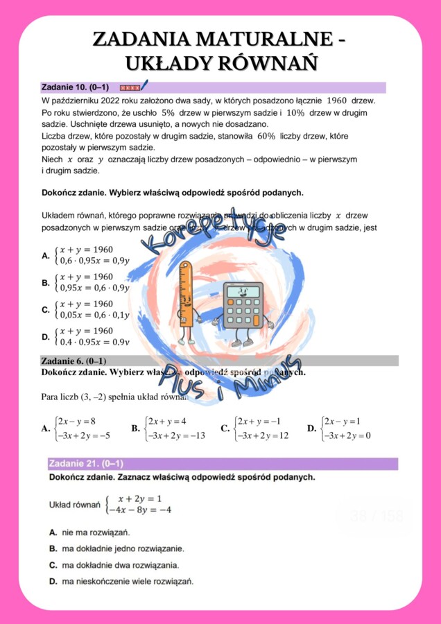 Zadania maturalne - układy równań