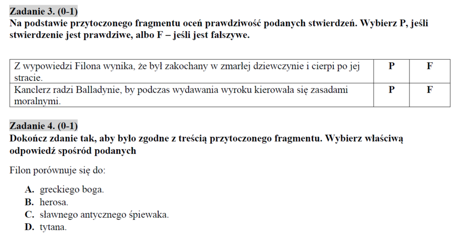 Balladyna - zestaw powtórkowy przed egzaminem ósmoklasisty