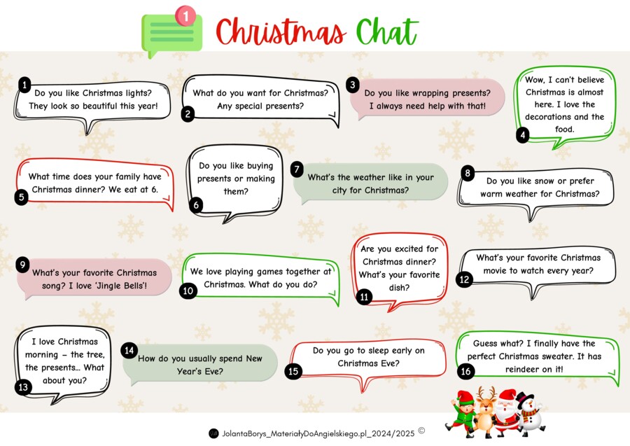 "Christmas Chat" - swiąteczny klimat + utrwalenie Present Simple