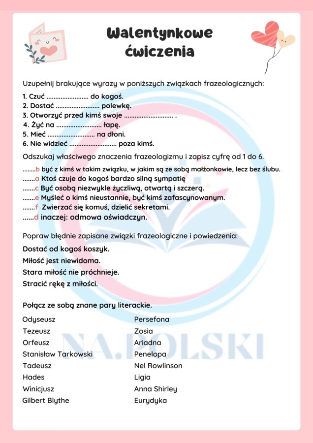 Walentynkowe ćwiczenia