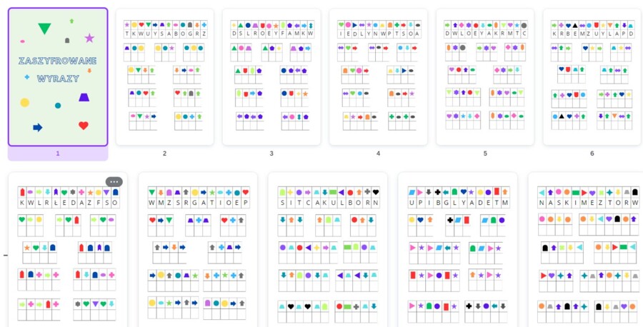 Zaszyfrowane wyrazy - ćwiczenia w czytaniu, pisaniu