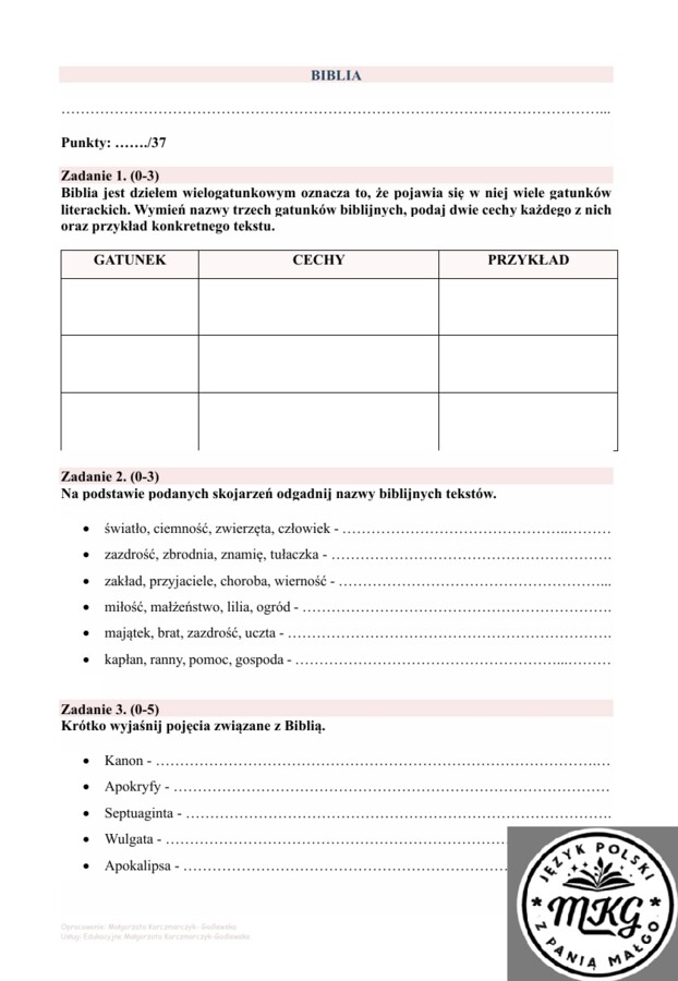 Sprawdzian z Biblii