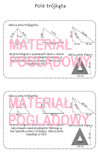 Szybkie karteczki - pola figur klasa 4, 5, 6, 7, 8
