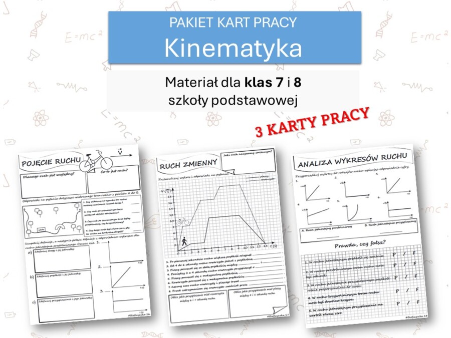 Fizyka 7 i 8. PAKIET KART PRACY. Kinematyka.