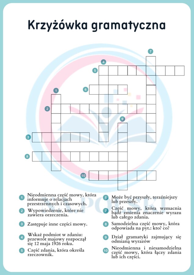 Krzyżówka gramatyczna 4-6