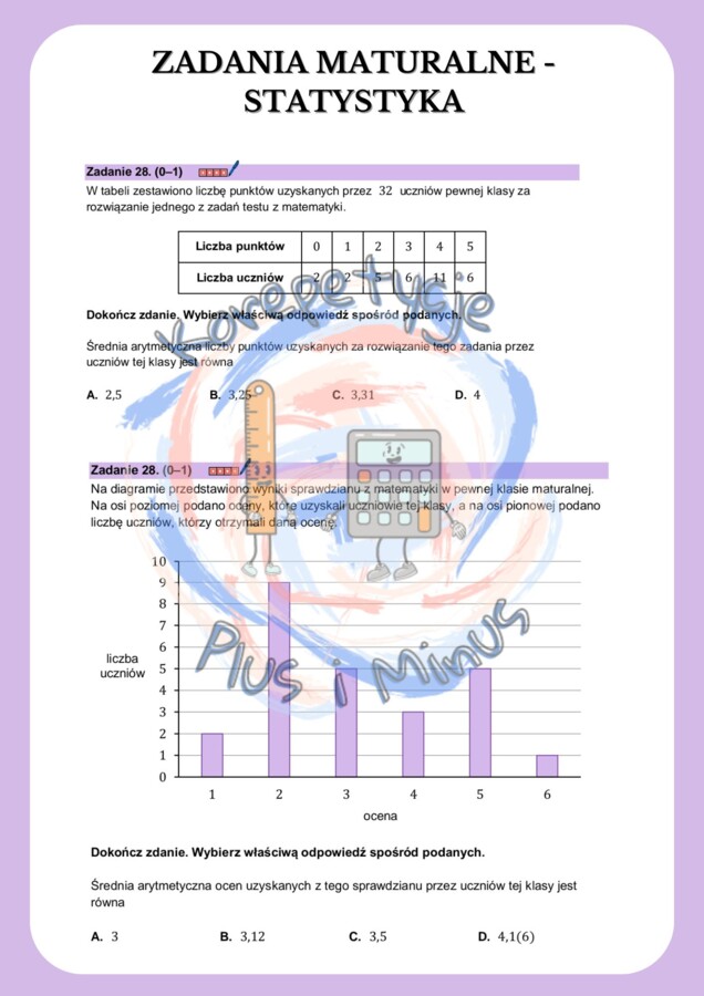 Zadania maturalne- statystyka