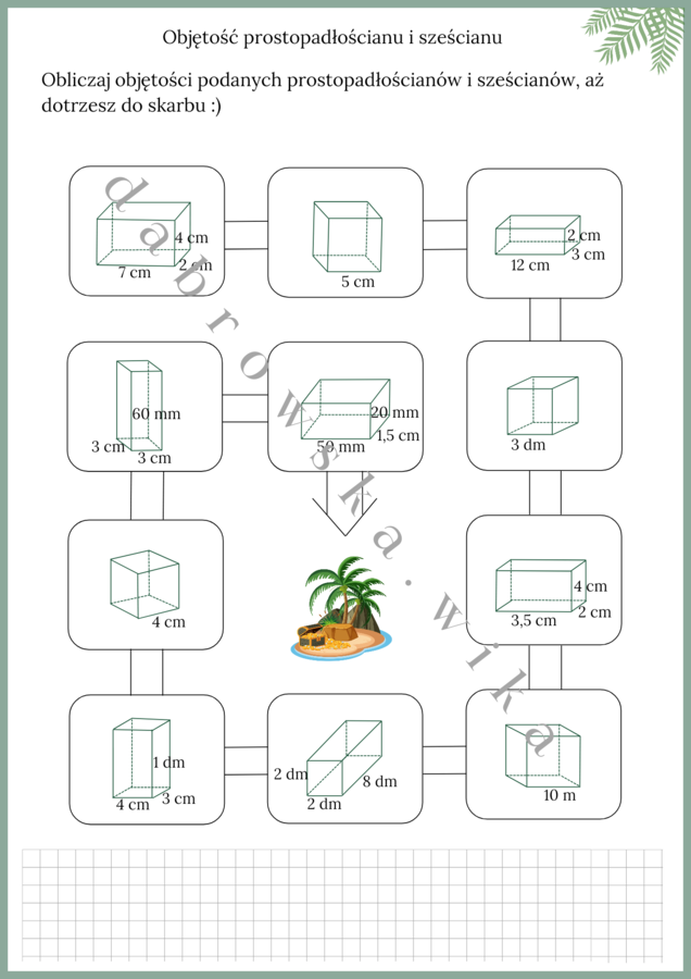 Objętość sześcianu i prostopadłościanu - wyspa skarbów