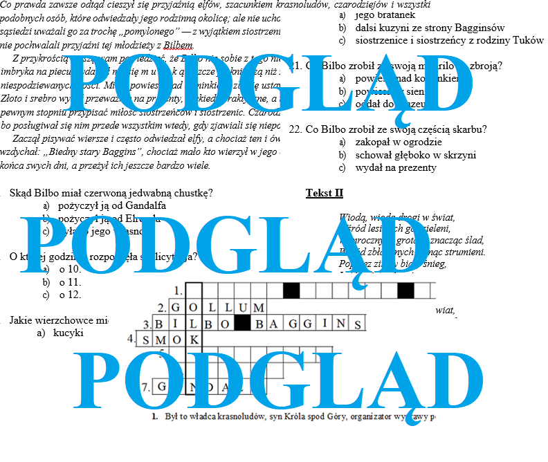 HOBBIT SPRAWDZIAN PRACA KLASOWA