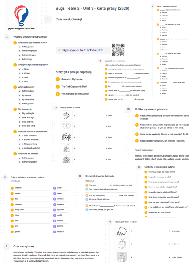 Bugs Team 2 – Unit 3 – karta pracy