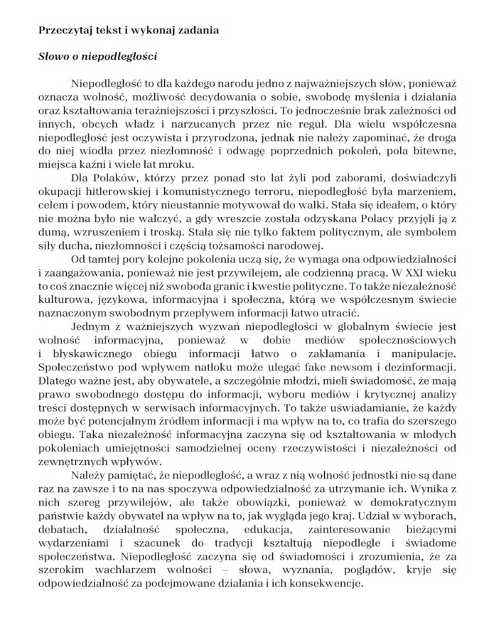 Arkusz egzaminacyjny "Chłopcy z Placu Broni"