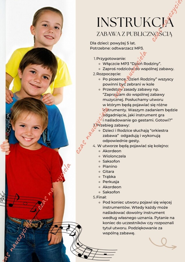 Dzień Rodziny. Dni otwarte. Zabawa muzyczno-ruchowa ORKIESTRA.