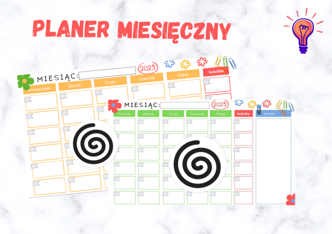 Miesięczny planer pracy - do uzupełniania