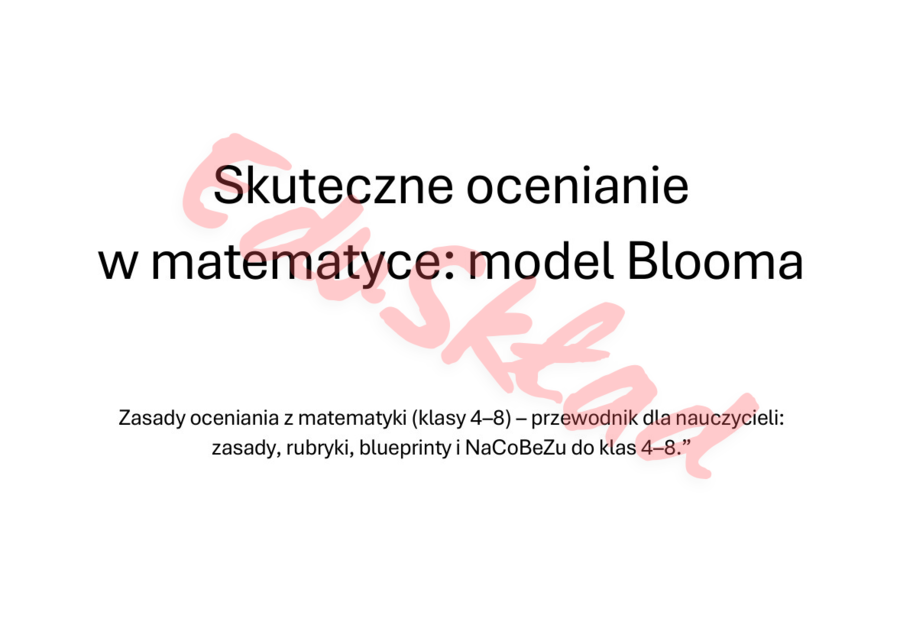 Skuteczne ocenianie w matematyce: model Blooma